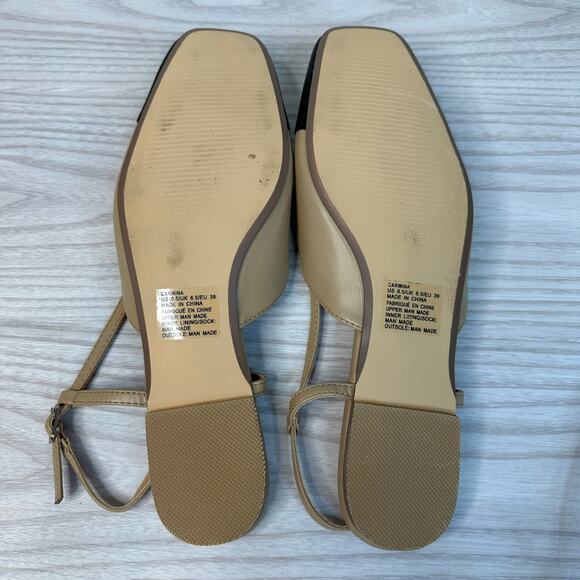 JustFab Carmina Slingback Flat Shoes 8.5 Nude Black Adjustable Buckle Colorblack - Picture 11 of 12